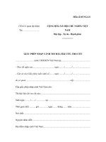 MẪU GIẤY PHÉP NHẬP CẢNH THI HÀI, HÀI CỐT, TRO CỐT pptx