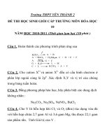 ĐỀ THI HỌC SINH GIỎI CẤP TRƯỜNG MÔN HÓA HỌC Trường THPT YÊN THÀNH 2 pot