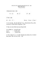 KHẢO SÁT CHẤT LƯỢNG ĐẦU NĂM- NĂM HỌC 2007 – 2008 MÔN TOÁN LỚP 2 (Thời gian 40 phút) doc