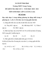 ĐỀ KIỂM TRA HỌC KỲ I MÔN SINH HỌC ĐỀ SỐ 004 Sở GD-ĐT Bình Định Trường THPT Trưng Vương pptx