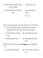 Đề kiểm tra 1t iết Môn sinh:Khối 12 Đề :123 SỞ GIÁO DỤC & ĐÀO TẠO TP ĐÀ NẴNG TRƯỜNG THPT PHẠM PHÚ THỨ docx