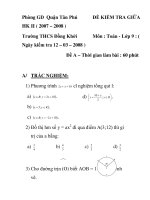 ĐỀ KIỂM TRA GIỮA Môn : Toán - Lớp 9 Trường THCS Đồng Khởi ppt