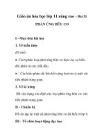 Giáo án hóa học lớp 11 nâng cao - Bài 31 PHẢN ỨNG HỮU CƠ potx