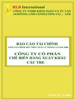 công ty cổ phần chế biến hàng xuất khẩu cầu tre báo cáo tài chính năm tài chính kết thúc 31 tháng 12 năm 2008