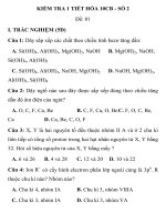 KIỂM TRA 1 TIẾT HÓA HỌC LỚP 10 CĂN BẢN MÃ ĐỀ 001 TRƯỜNG THPT BẮC YÊN THÀNH doc