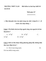 BÀI KIỂM TRA MÔN HÓA HỌC LỚP 10 MÃ ĐỀ 003 TRƯỜNG THPT NAM SÁCH II docx