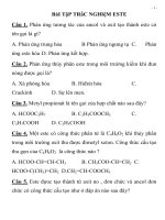 BÀI TẬP TRẮC NGHIỆP MÔN HÓA HỌC, CHƯƠNG: ESTE potx