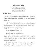 BÀI KIỂM TRA HỌC KỲ I MÔN HÓA HỌC LỚP 11 MÃ ĐỀ 002 TRƯỜNG THPT NAM ĐÀN 2 doc