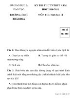 KỲ THI THỬ TNTHPT NĂM HỌC 2010-2011 MÔN SINH HỌC MÃ ĐỀ 485 TRƯỜNG THPT THÁI HOÀ docx