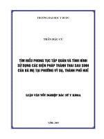 Tìm hiểu phong tục tập quán và tình hình sử dụng các biện pháp tránh thai sau sinh của các bà mẹ tại phường vỹ dạ, thành phố huế