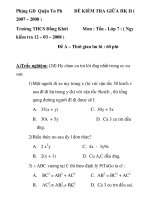 ĐỀ KIỂM TRA GIỮA HK Môn : Toán - Lớp 7 Trường THCS Đồng Khởi pps