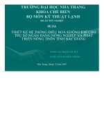Đồ án thiết kế hệ thống điều hoà không khí cho trụ sở ngân hàng nông nghiệp và phát triển nông thôn tỉnh bắc giang