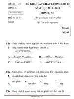 ĐỀ KHẢO SÁT CHẤT LƯỢNG LỚP 12 NĂM HỌC 2010-2011 MÔN SINH HỌC Mã đề thi 303 SỞ GD – ĐT SƠN LA pps
