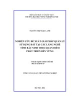 tóm tắt luận án tiến sĩ  nghiên cứu đề xuất giải pháp quản lý sử dụng đất tại các làng nghề tỉnh