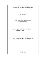 tóm tắt luận án tiến sĩ  phát triển kinh tế làng nghề ở tỉnh ninh bình