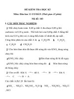 ĐỀ KIỂM TRA HỌC KÌ I MÔN HÓA HỌC LỚP 11 MÃ ĐỀ 103 TRƯỜNG THPT NGUYỄN VĂN TRỖI ppt