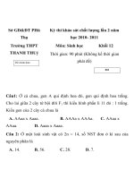 Kỳ thi khảo sát chất lượng học kì 2 môn sinh học Trường THPT THANH THỦY pps