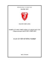 Nghiên cứu phát triển giống lúa kháng rầy nâu (Nilarparvata lugens Stal) ở Thừa Thiên Huế