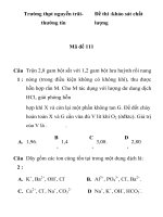 Đề thi khảo sát chất lượng môn hóa học Mã đề 111 Trường thpt nguyễn trãi ppsx