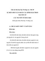 Giáo án hóa học lớp 10 nâng cao - Bài 10 SỰ BIẾN ĐỔI TUẦN HOÀN CẤU HÌNH ELECTRON NGUYÊN TỬ CÁC NGUYÊN TỐ HOÁ HỌC ppt