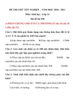ĐỀ THI THỬ TỐT NGHIỆP MÔN SINH HỌC NĂM HỌC 2010 - 2011 Mã đề thi 538 Môn: Sinh học pptx