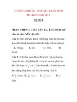TUYỂN CHỌN ĐỀ - ĐÁP ÁN TUYỂN SINH ĐẠI HỌC MÔN VẬT LÝ NĂM 2011 ĐỀ SỐ 8 pptx