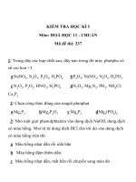 ĐỀ KIỂM TRA HỌC KÌ I MÔN HÓA HỌC LỚP 11 MÃ ĐỀ 237 TRƯỜNG THPT NGUYỄN VĂN TRỖI ppsx