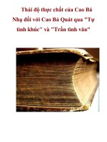 Thái độ thực chất của Cao Bá Nhạ đối với Cao Bá Quát qua 