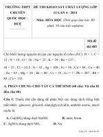 ĐỀ THI KHẢO SÁT CHẤT LƯỢNG LỚP 12 LẦN 4 MÔN HÓA HỌC TRƯỜNG THPT CHUYÊN QUỐC HỌC HUẾ ppsx