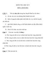 KIỂM TRA HỌC KÌ 2 MÔN :SINH HOC TRƯỜNG THPT HUỲNH THÚC KHÁNG ppt