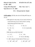 ĐỀ KIỂM TRA GIỮA HK Môn : Toán - Lớp 7 pptx