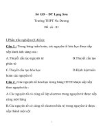 Kiểm Tra môn hóa học lớp 10 Đề số : 01 Sở GD – ĐT Lạng Sơn Trường THPT Na Dương ppsx