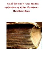 Vấn đề tầm đón đợi và xác định tính nghệ thuật trong Mỹ học tiếp nhận của Hans Robert Jauss pps