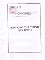 công ty cổ phần du lịch dịch vụ hội an báo cáo tài chính quý 2 năm 2013