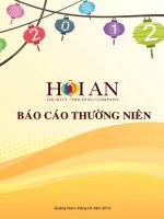 báo cáo thường niên CÔNG TY cổ PHẦN DU LỊCH DỊCH vụ hội AN tháng 3 năm 2013