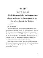 Những thành công của Singapore trong đào tạo nguồn nhân lực chất lượng cao và các kinh nghiệm cần thiết cho Việt Nam.