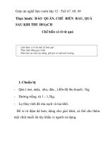 Giáo án nghề làm vườn lớp 12 - Tiết 67, 68, 69 Thực hành: BẢO QUẢN, CHẾ BIẾN RAU, QUẢ SAU KHI THU HOẠCH pdf