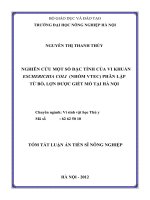 tóm tắt luạn án tiến sĩ nghiên cứu một số đặc tính của vi khuẩn escherichia coli (nhóm vtec) phân lập từ bò, lợn được giết mổ tại hà nội
