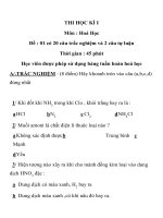 THI HỌC KÌ I MÔN HÓA HỌC ĐỀ 01 TRƯỜNG THPT NGUYỄN VĂN TRỖI pot
