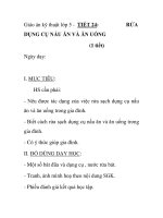 Giáo án kỹ thuật lớp 5 - TIẾT 24: DỤNG CỤ NẤU ĂN VÀ ĂN UỐNG (1 tiết) pot