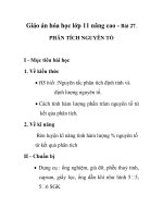 Giáo án hóa học lớp 11 nâng cao - Bài 27. PHÂN TÍCH NGUYÊN TỐ pdf