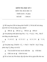 KIỂM TRA HỌC KỲ I MÔN THI HOÁ HỌC 10 TRƯỜNG THPT ANH SƠN 1 doc