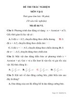 ĐỀ THI TRẮC NGHIỆM MÔN Vật lí Mã đề thi VL potx