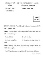 ĐỀ THI THỬ ĐẠI HỌC - LẦN I MÔN SINH HỌC MÃ ĐỀ 301 SỞ GD&ĐT HÀ TĨNH TRƯỜNG THPT MINH KHAI pdf