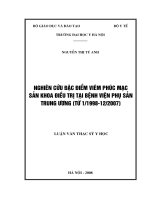 Nghiên cứu đặc điểm viêm phúc mạc sản khoa điều trị tại bệnh viện phụ sản trung ương