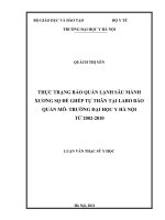 Thực trạng bảo quản lạnh sâu mảnh xương sọ để ghép tự thân tại labo bảo quản mô   trường đại học y hà nội từ 2002 – 2010