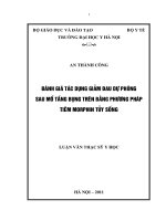 Đánh giá tác dụng giảm đau dự phòng sau mổ tầng bụng trên bằng phương pháp tiêm morphin tủy sống