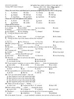 ĐỀ KIỂM TRA CHẤT LƯỢNG 8 TUẦN HỌC KỲ I Năm học: 2010- 2011 Môn: Tiếng Anh doc
