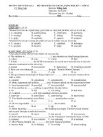 ĐỀ THI KHẢO SÁT CHẤT LƯỢNG HỌC KỲ I - LỚP 12 - TRƯỜNG THPT TĨNH GIA 2 pptx