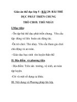 Giáo án thể dục lớp 5 - BÀI 29: BÀI THỂ DỤC PHÁT TRIỂN CHUNG TRÒ CHƠI: THỎ NHẢY potx